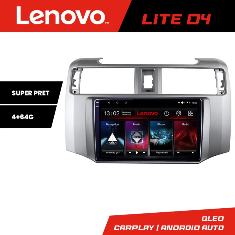 Navigație Android Toyota 4Runner 2009-2019 cu GPS, 4GB RAM, 64GB Lenovo Super ofertă