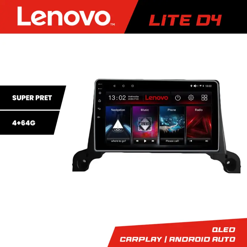 Navigație Android Lenovo 4+64GB pentru Peugeot 5008 2016-2020 Preț promoțional