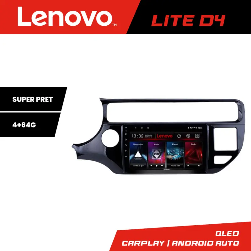 Navigație Android Lenovo Lite D4 pentru Kia Rio 2014-2017, 4+64 GB Preț promoțional