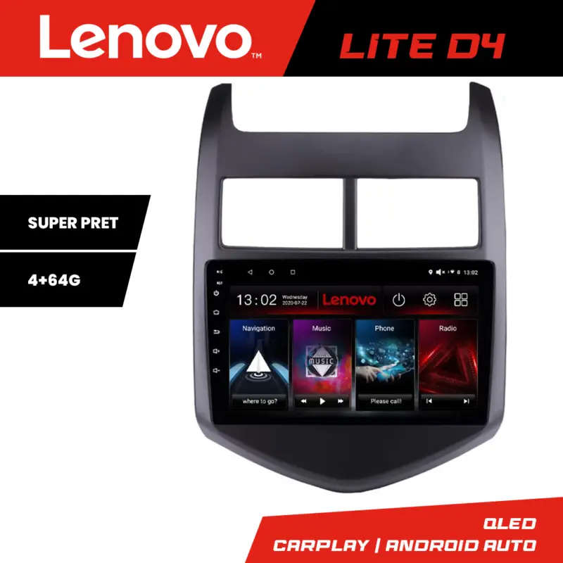 Expediere rapidă Navigatie Android Lenovo 4+64 GB pentru Chevrolet Aveo 2010-2013