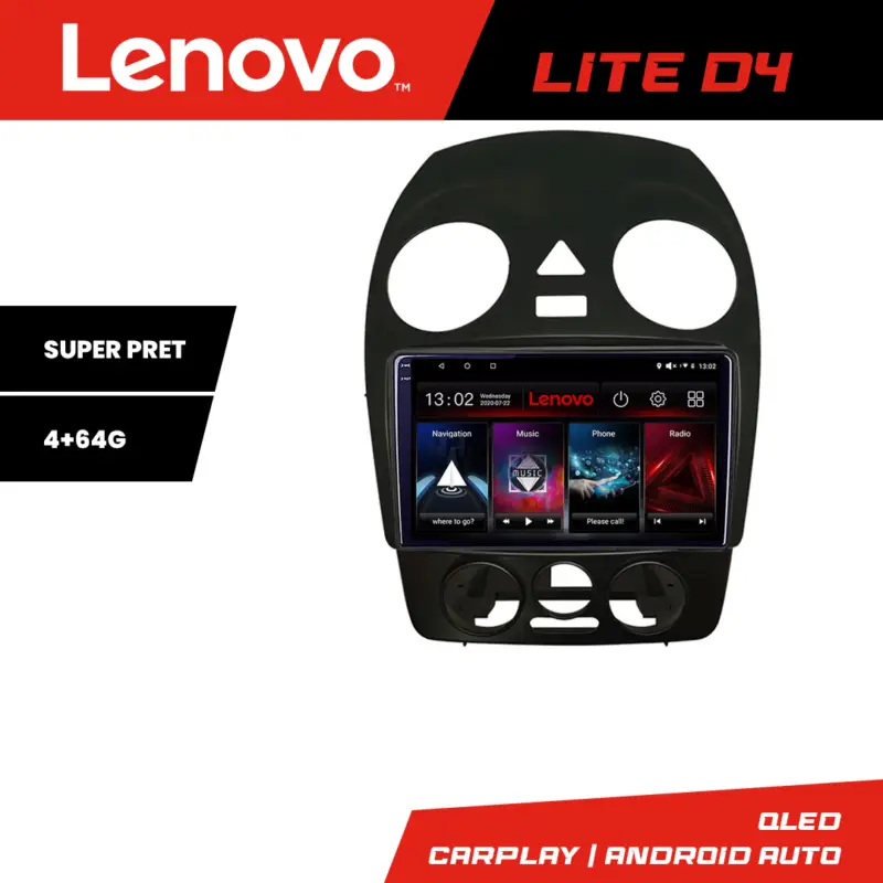 Navigație Android VW Beetle 2005-2010 cu GPS, 4+64GB și CarPlay Lenovo Noutate