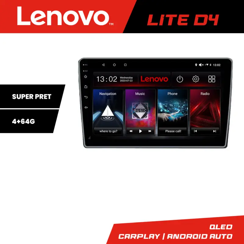 Navigatie Android Citroen C3 2018+ Lenovo Lite D4, 4GB RAM, 64GB, Waze, USB Super ofertă