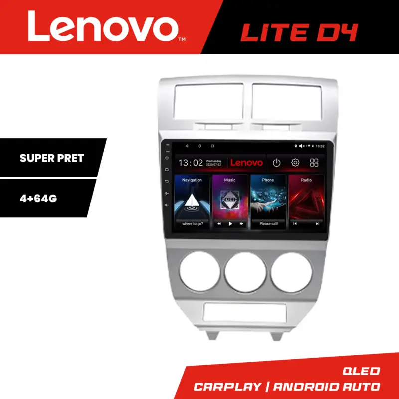Ofertă Navigație Android Lenovo pentru Dodge Caliber 2006-2010, 4GB RAM, 64GB