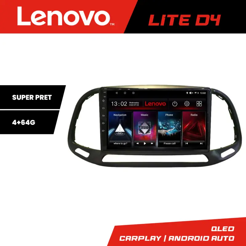 Preț redus Navigatie Fiat Doblo 2015-2018 Lenovo Lite D4 4+64 GB Android