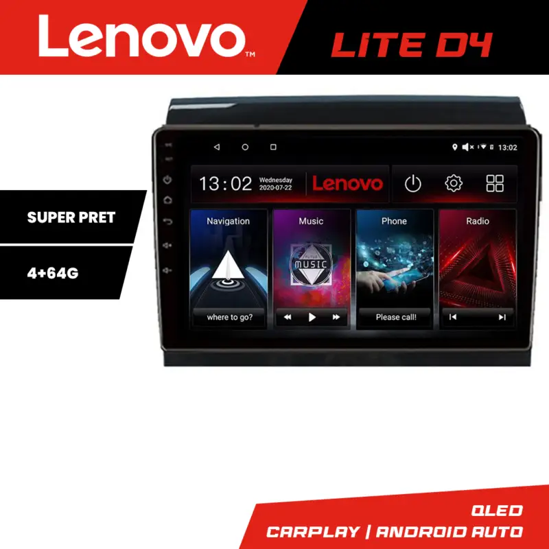 Navigație Android Lenovo 4+64GB pentru Fiat Ducato Jumper Boxer 2006-2018 Transport gratuit