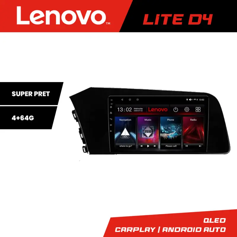Cel mai bun preț Navigatie Android Lenovo 4+64GB pentru Hyundai Elantra 2021 cu Waze