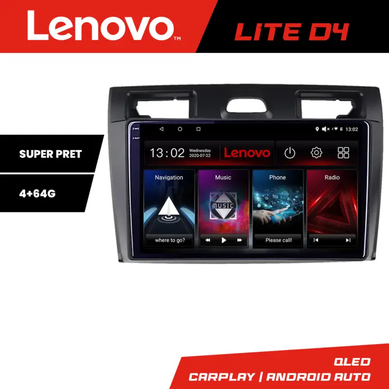 Preț mic Navigatie Android Ford Fiesta MK5 2002-2008, GPS, CarPlay, 4GB RAM, 64GB