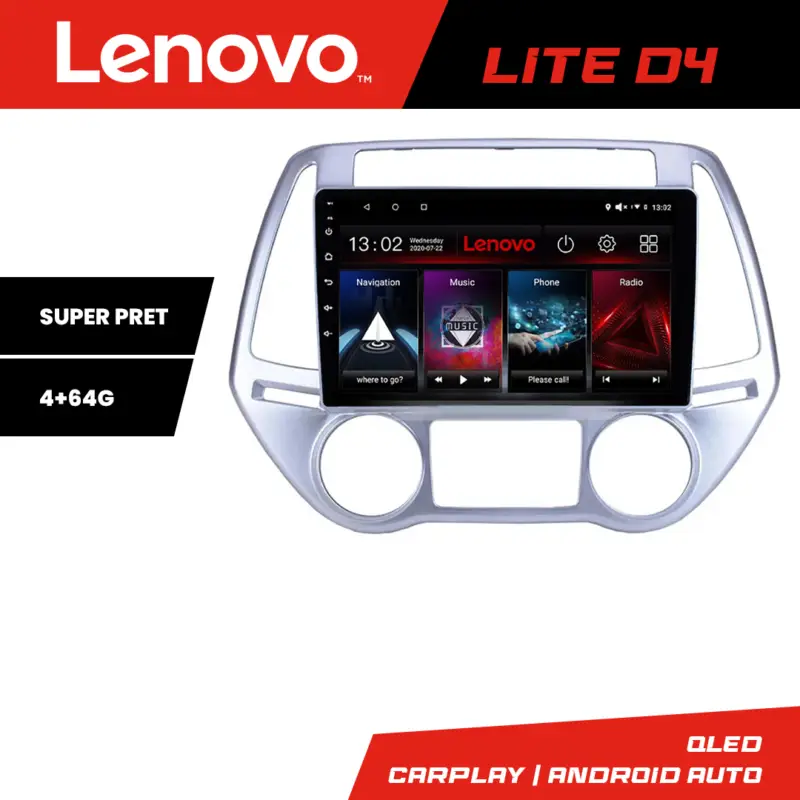 Preț promoțional Navigație Android Hyundai i20 2011-2014 4GB RAM 64GB GPS Lenovo
