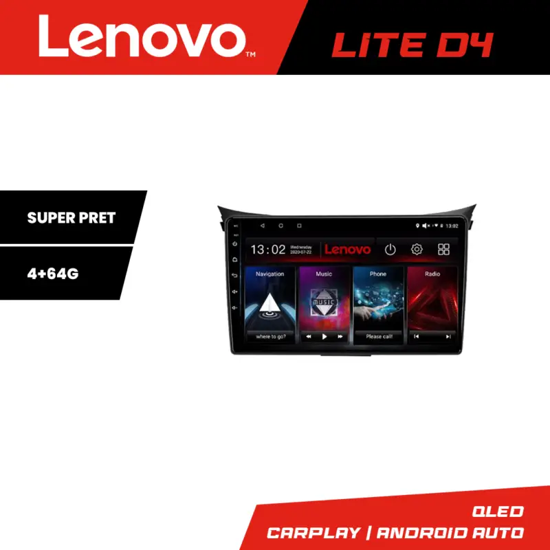 Navigație Android Lenovo pentru Hyundai i30 2011-2016, 4GB RAM, 64GB Disponibil imediat