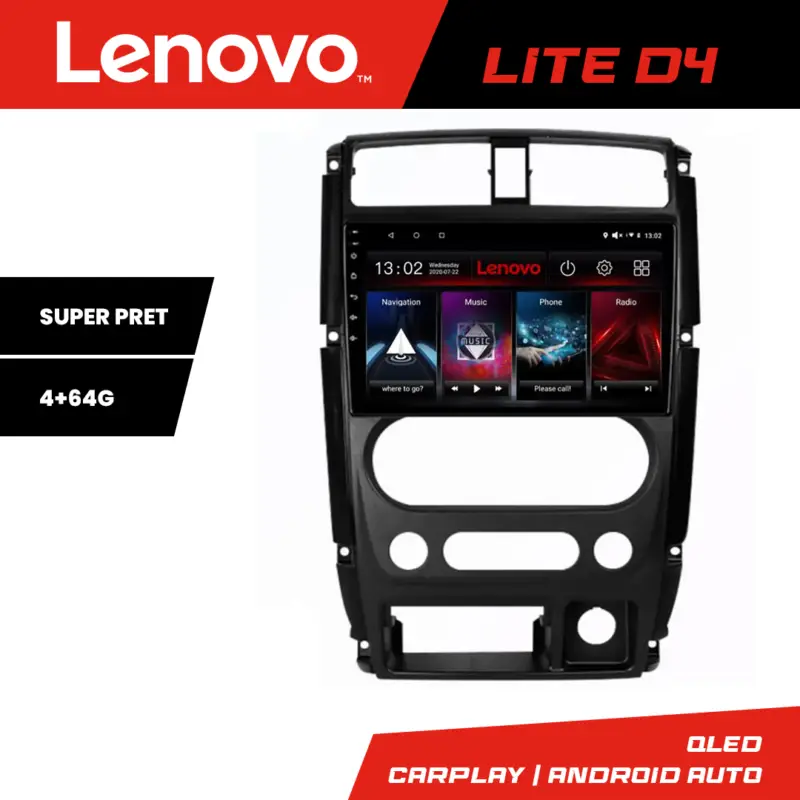 Noutate Navigație Android Lenovo 4+64 GB pentru Suzuki Jimny 2007-2016