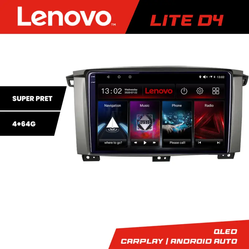 Navigație Android Toyota Land Cruiser L100 2002-2006 4GB+64GB Lenovo Preferatul clienților