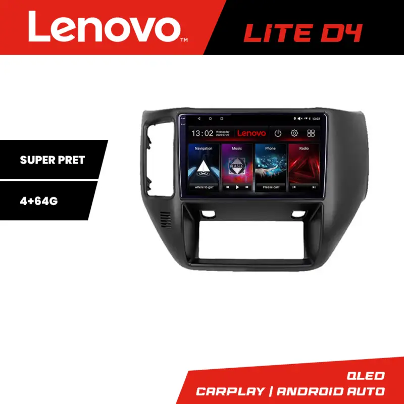 Plată sigură Navigație Android Nissan Patrol 2005-2011, GPS, 4GB RAM, 64GB, Lenovo