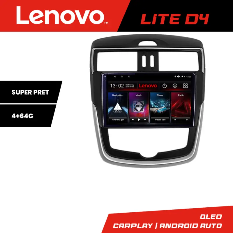 Navigație Android Nissan Pulsar 2014-2018, GPS, 4GB RAM, 64GB, Lenovo Reducere de preț