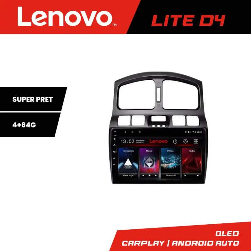 Ofertă exclusivă Navigație Android Hyundai Santa Fe 2000-2006, GPS, 4+64GB, Lenovo