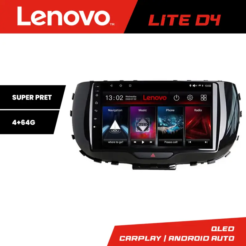 Retur gratuit Navigație auto Kia Soul 2020+ Lenovo Lite D4, Android 4GB RAM 64GB