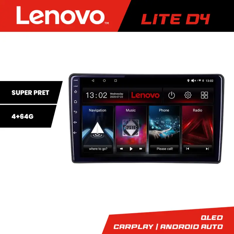 Reducere Navigatie Android Fiat Tipo 2020+ Lenovo Lite D4, GPS, 4GB RAM, 64GB
