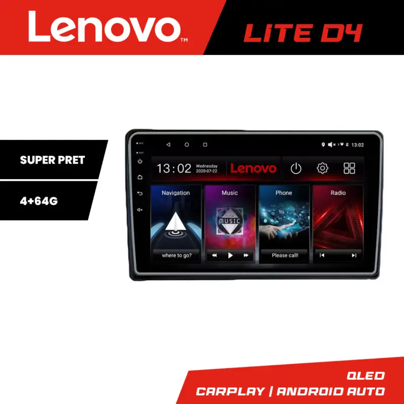 Navigație Android Ford Lenovo 4GB+64GB cu CarPlay pentru Transit, Focus și Kuga Ofertă