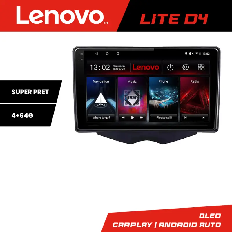 Bestseller Navigație Hyundai Veloster Android 4+64 GB cu GPS, radio și Lenovo