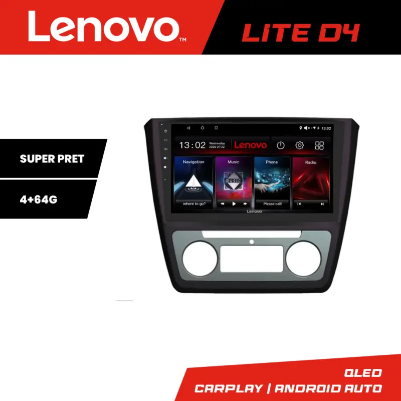 Navigație Android Skoda Yeti 2009-2014 Lenovo Lite D4 4+64GB Cel mai bun preț