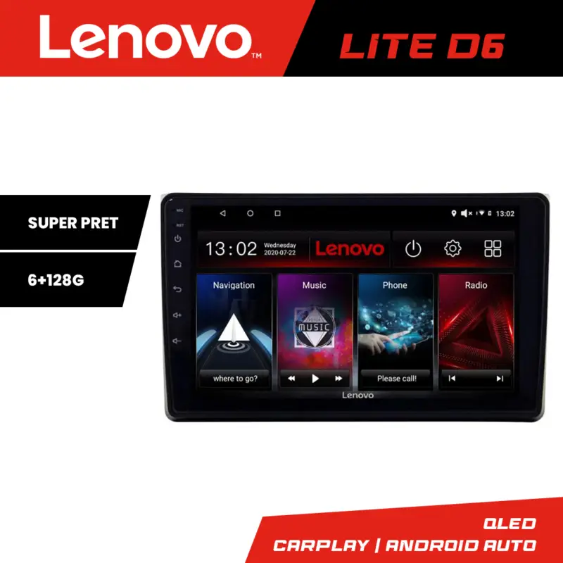 Comandă acum Navigație Android Audi A4 B6 6+128 GB Lenovo Lite D6 cu Waze și USB