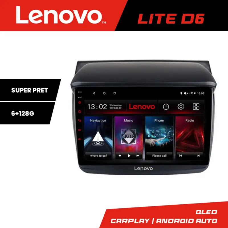 Navigație Android Mitsubishi L200/Pajero 2006-2014 Lenovo 6+128 GB Ofertă exclusivă