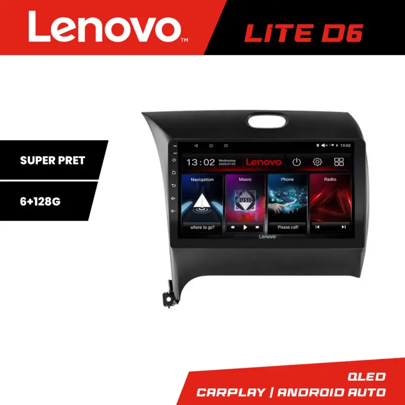 Nu rata Navigație Android Lenovo pentru Kia Cerato 2013-2017, 6+128 GB, 8 nuclee