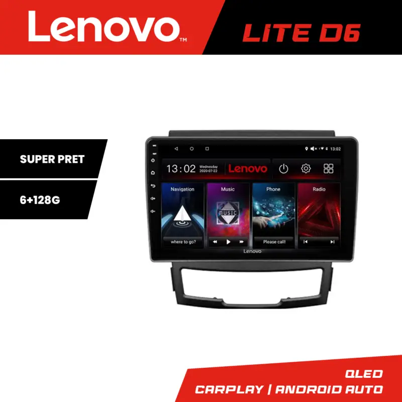 Preț promoțional Navigatie Android Lenovo Lite D6 pentru SsangYong Korando 2011-2013, 6+128 GB