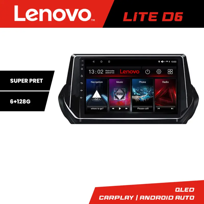 Navigație Android Peugeot 2008 2020+ cu GPS, CarPlay, 6GB RAM, 128GB Lenovo Ultima șansă