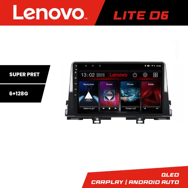 Chilipir Navigatie Android Lenovo Lite D6 pentru Kia Picanto 2016+ 6GB RAM 128GB