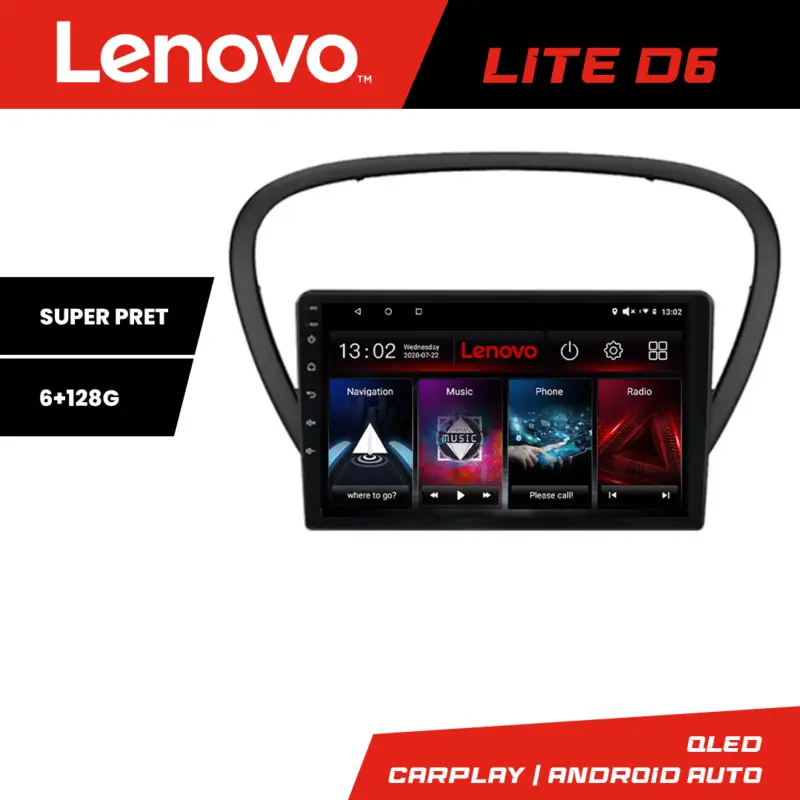 Navigație Android Peugeot 607 cu GPS, CarPlay, 6GB RAM și 128GB Lenovo Retur gratuit