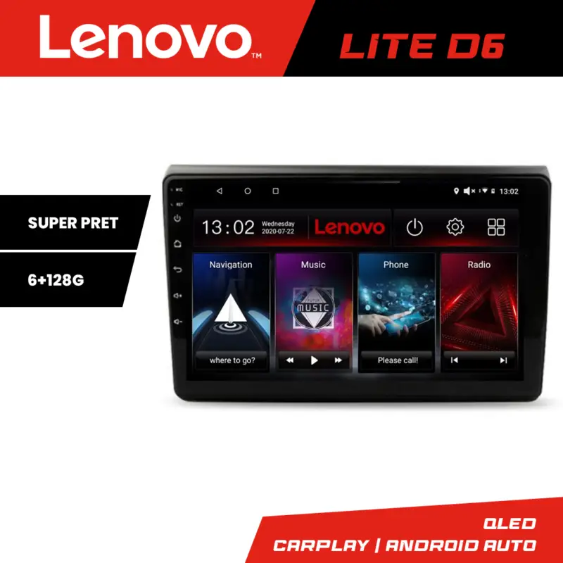 Navigatie Android Fiat Bravo 2007-2014 Lenovo 6GB RAM 128GB Octa-Core Cumpărături sigure