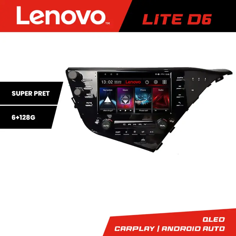 Navigație Android Toyota Camry 2017-2021 Lenovo Lite D6, 6GB+128GB Expediere rapidă
