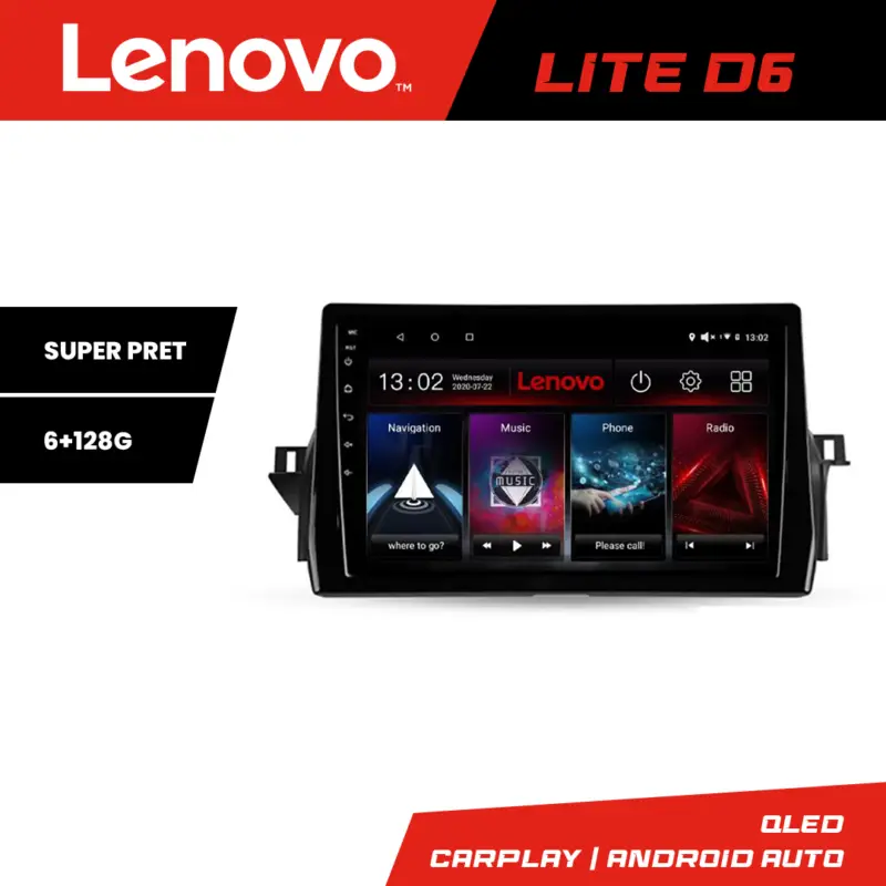 Navigație Android Toyota Camry 2021+ Lenovo Lite D6, 6GB RAM, 128GB Ieftin
