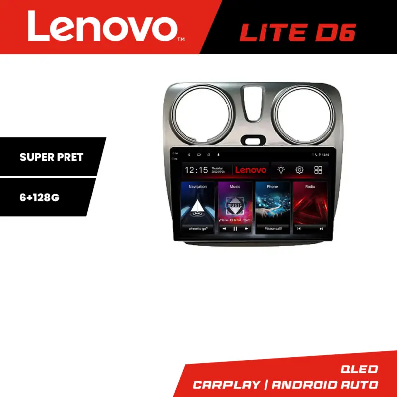 Vezi acum Navigație Android Dacia Dokker Lenovo Lite D6, 6GB RAM, 128GB, CarPlay