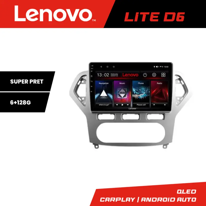 Super ofertă Navigatie Android Ford Mondeo 2006-2010 Lenovo Lite D6, 6GB RAM, 128GB