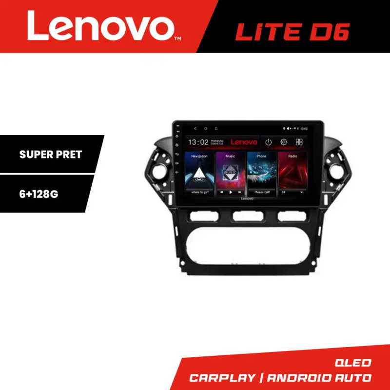 Livrare rapidă Navigatie Android Ford Mondeo 2010-2014 Lenovo Lite D6, 6GB RAM, 128GB
