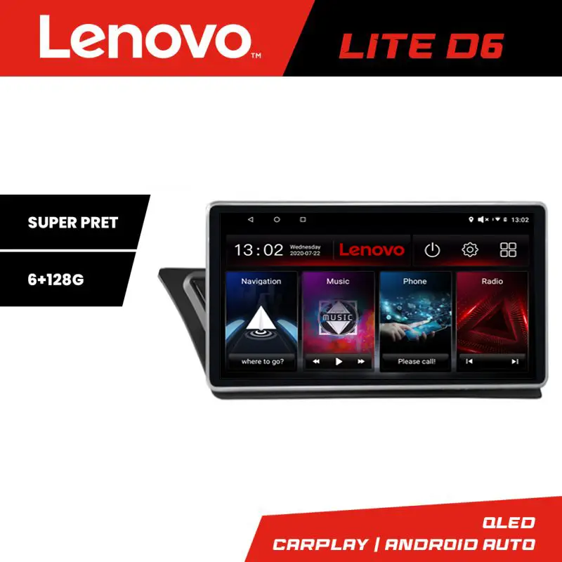 Navigație Audi Q5 2008-2016 Non-MMI Lenovo 6+128 GB Android Auto Preț promoțional