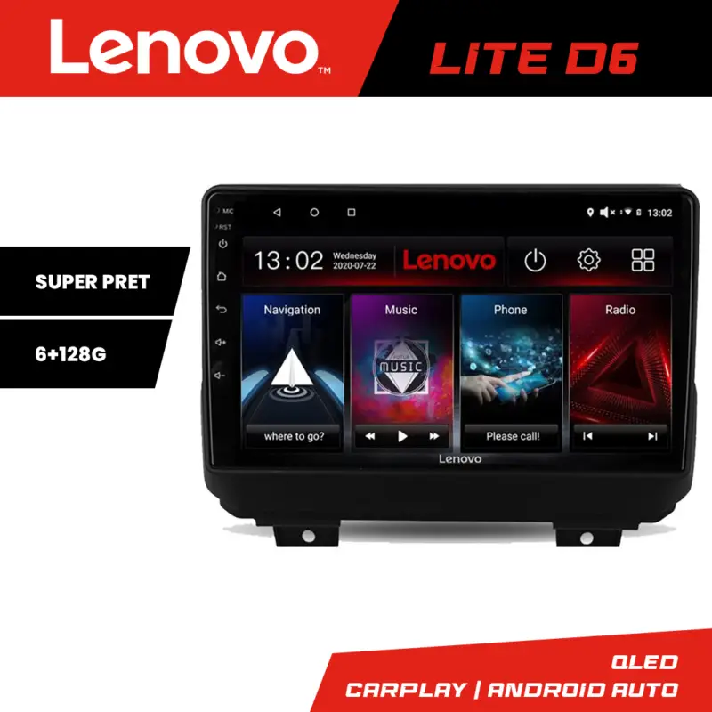 Ieftin Navigatie Android Lenovo pentru Jeep Wrangler 2018+ 6GB RAM 128GB GPS