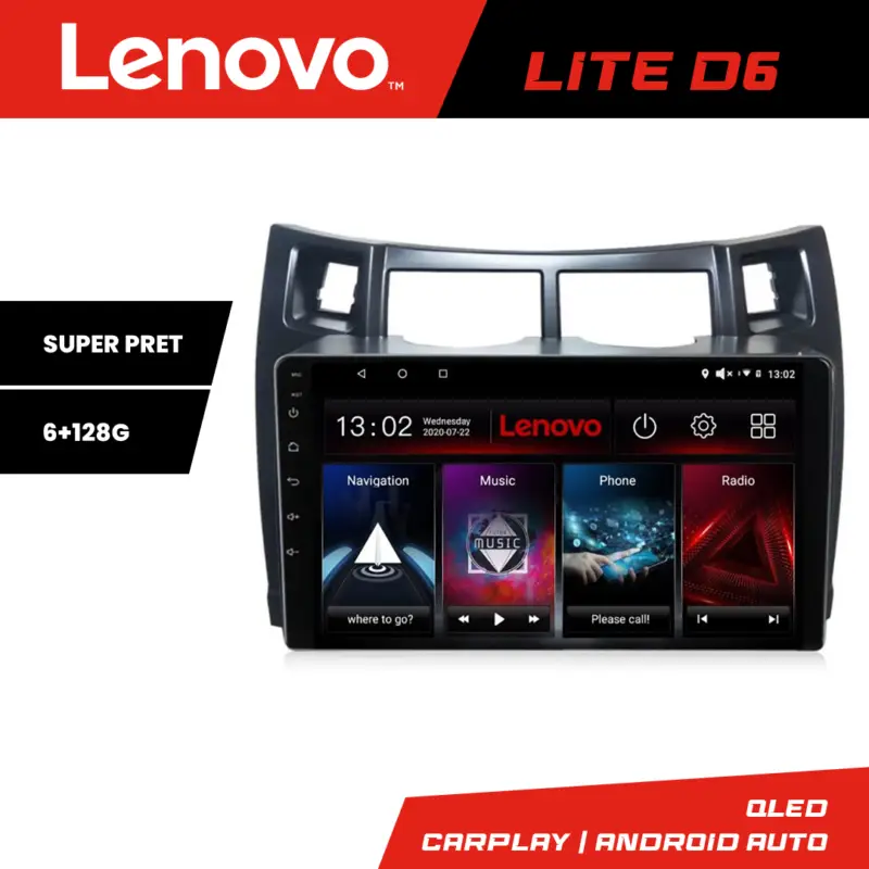 Navigatie Toyota Yaris 2008-2011 Lenovo Lite D6, 6GB RAM, 128GB Reducere extra