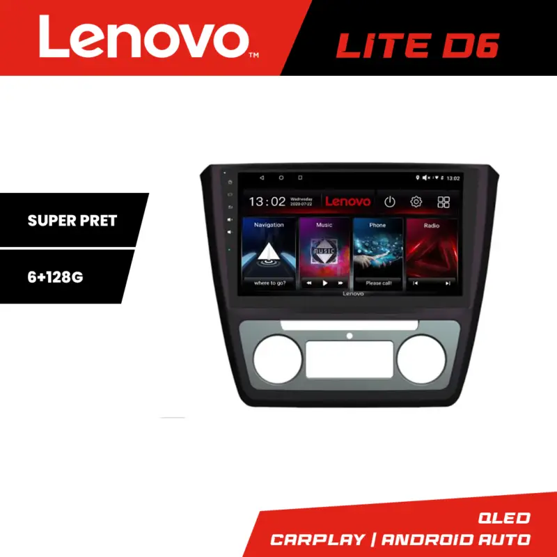 Navigatie Android Lenovo Lite D6 pentru Skoda Yeti 2009-2014, 6+128 GB Mai ieftin