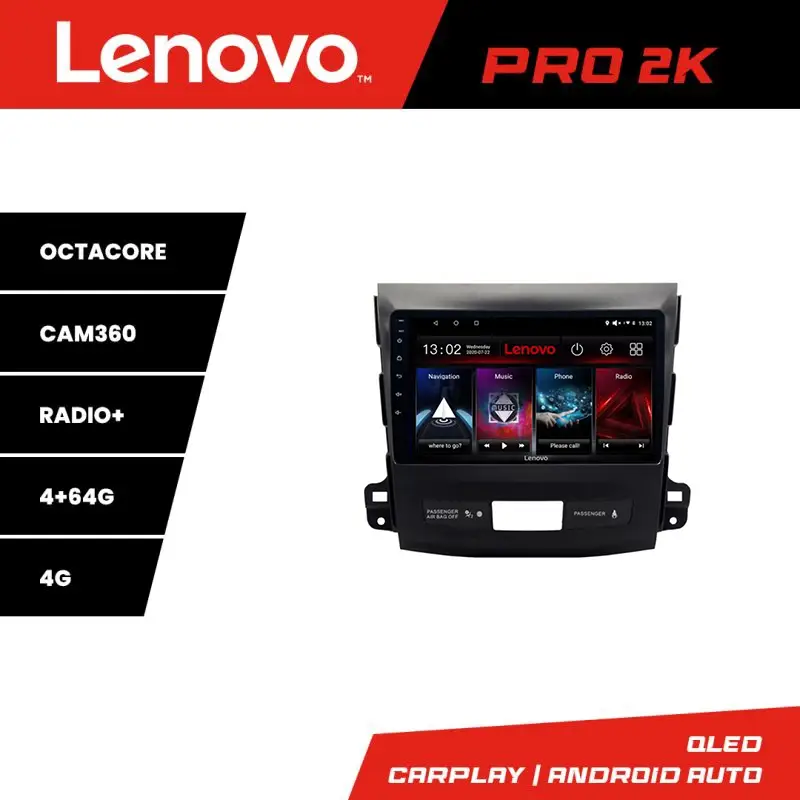 Cumpărături sigure Navigație Android Lenovo QLED 2K 4+64 pentru Mitsubishi Outlander 2007-2012
