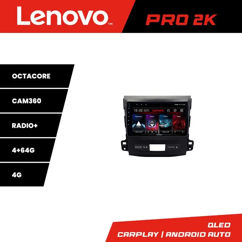 Navigatie Android Lenovo QLED 2K 4+64 pentru Mitsubishi Outlander 2007-2012 Preț redus