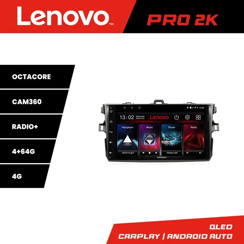 Navigatie Toyota Corolla 2007-2013 Lenovo QLED 2K 4+64 Android 360 Chilipir