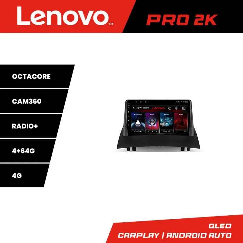 Cel mai vândut Navigație Renault Megane 2 Lenovo QLED 2K, 8 Core, 4+64GB, Android