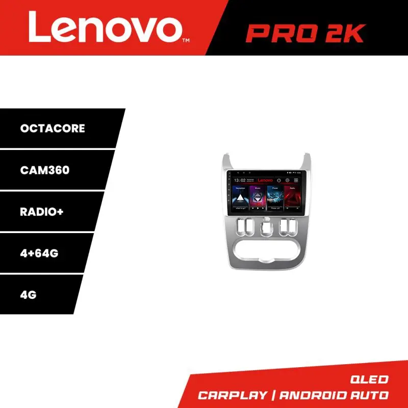 Navigație Dacia Duster 2010-2012 Lenovo Pro 2K QLED 4+64GB Android Livrare gratuită