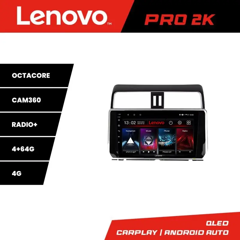 Reducere de preț Navigație Toyota Prado J150 2018+ Lenovo QLED 2K Android 4GB+64GB