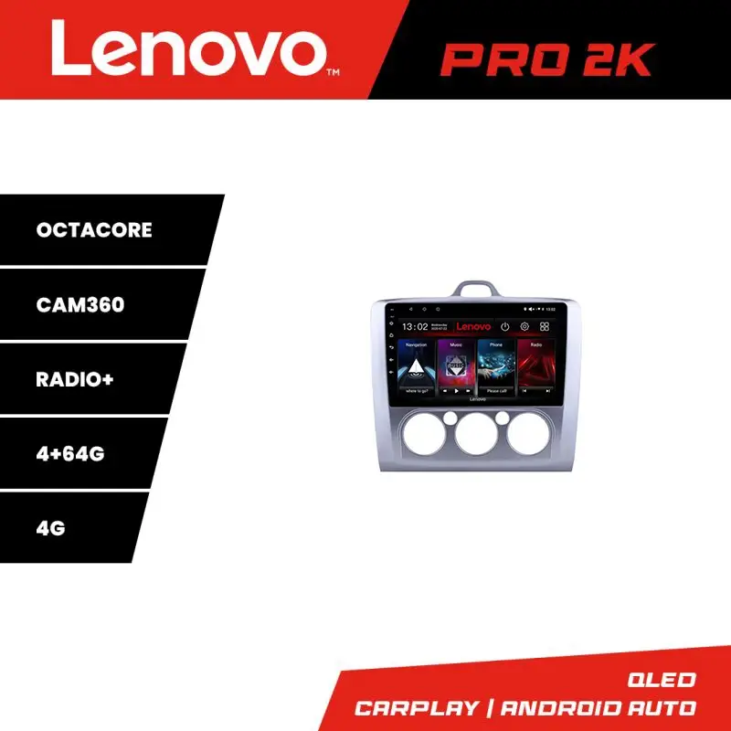 Calitate înaltă Navigație Android Lenovo Ford Focus 2 2004-2011, QLED 2K, 4+64GB, 360