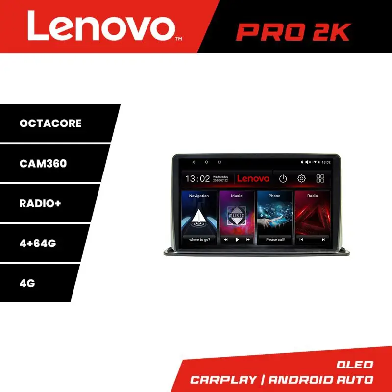 Cumpără acum Navigație auto universală 2DIN Lenovo QLED 2K, 8 core, 4GB+64GB, 360