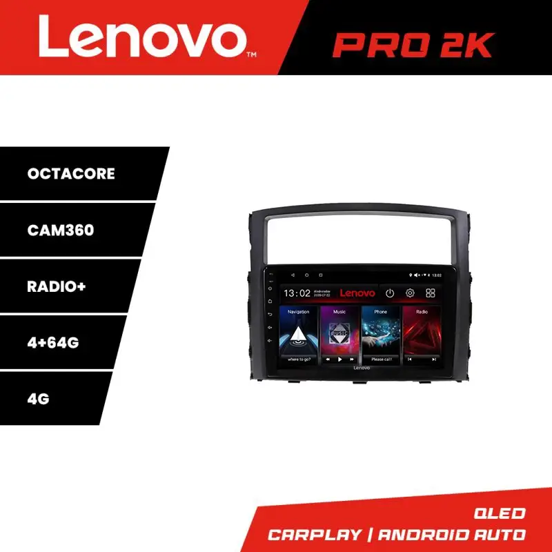 Retur ușor Navigație Mitsubishi Pajero Lenovo QLED 2K 4+64GB Android cu 360