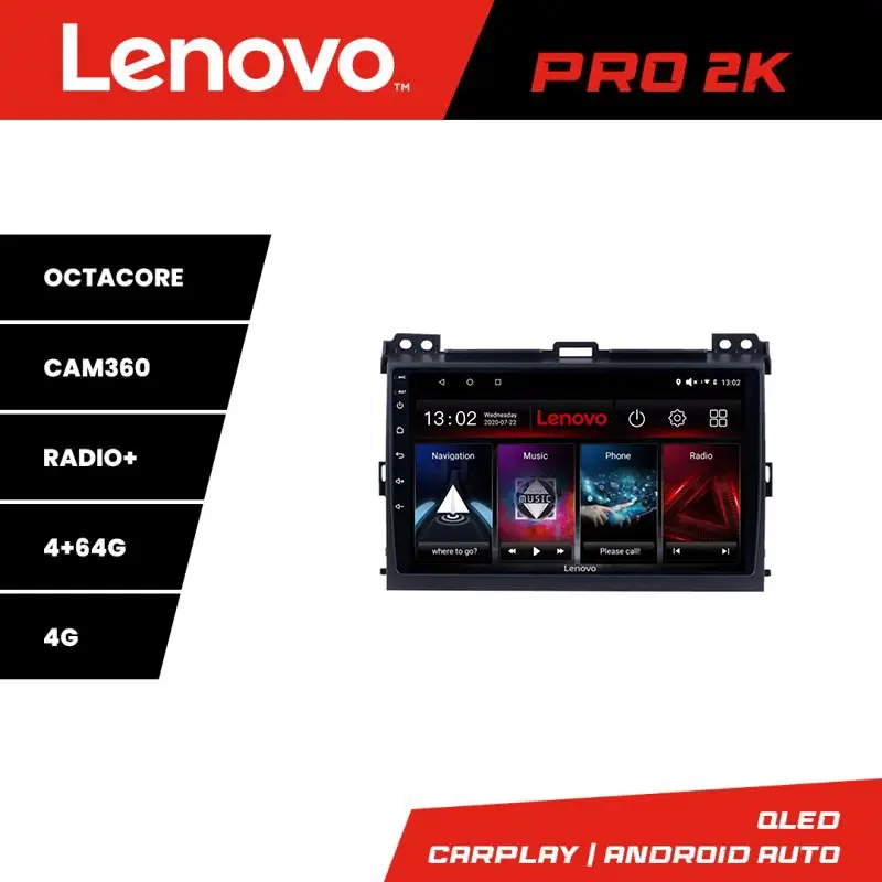 Navigație Android Toyota Prado 2004-2009 Lenovo QLED 2K 4GB+64GB Ofertă limitată